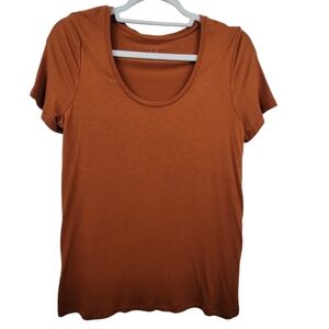 A New Day Brown Rust Relaxed Fit Scoop Neck Tee Size XS